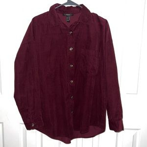 Forever 21 Oversized corduroy red button down shirt. Size M